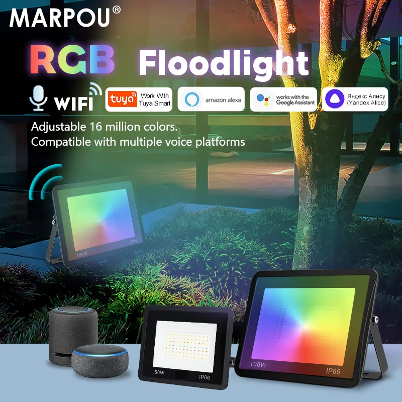 MARPOU RGB LED  , ߿ , TUYA   ,  Ÿ ƮƮ,  IP66, 220V, 30W, 50W, 100W